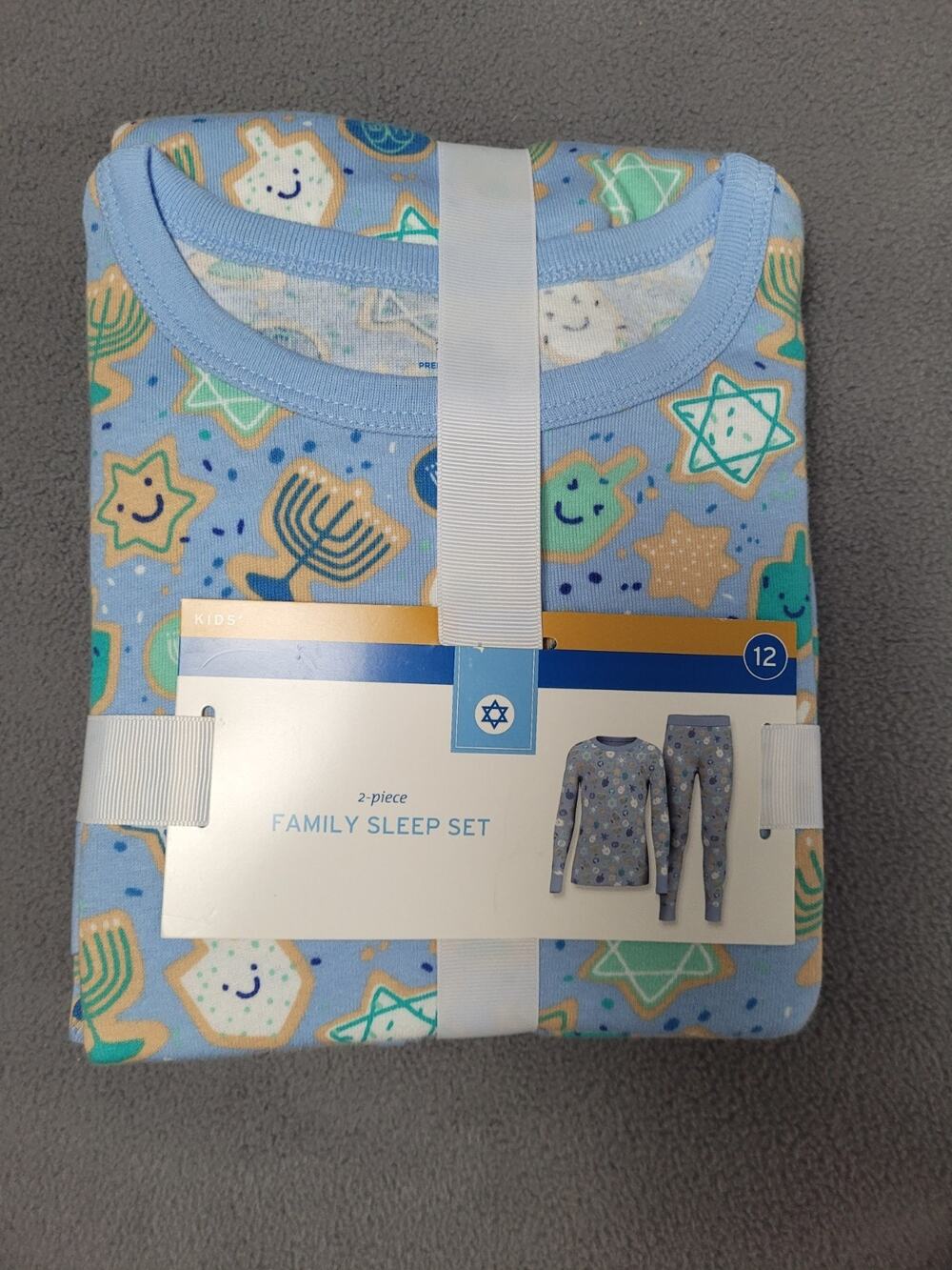 Kids Hanukkah Matching Pajama Set 100% Cotton 2 Piece Set Size 12